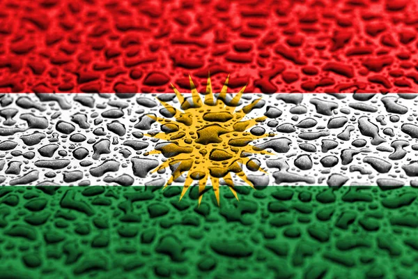 Az országos zászló Kurdisztán másolata készült vízcseppek. Háttér-előrejelzési koncepció. — Stock Fotó