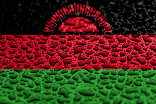Nationalflagge von Malawi aus Wassertropfen. Vorhersagekonzept. — Stockfoto