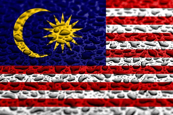 Bandera nacional de Malasia hecha de gotas de agua. Concepto de previsión . —  Fotos de Stock