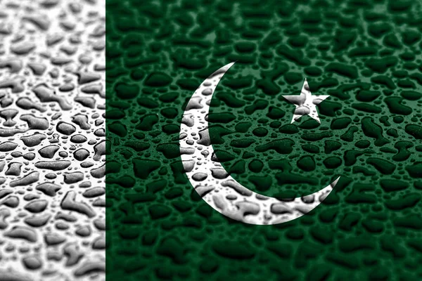 Nationalflagge Pakistans aus Wassertropfen. Vorhersagekonzept. — Stockfoto