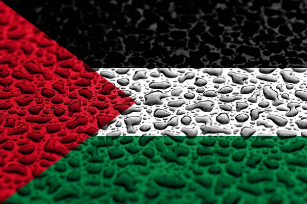 Національний прапор Палестини з крапель води. Концепція фонового прогнозу. — стокове фото