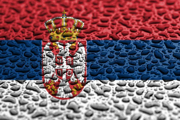 National flag of Serbia made of water drops. Background forecast concept.