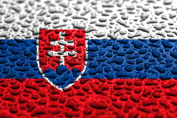 Государственный флаг Словакии из капель воды. Концепция фонового прогноза . — стоковое фото