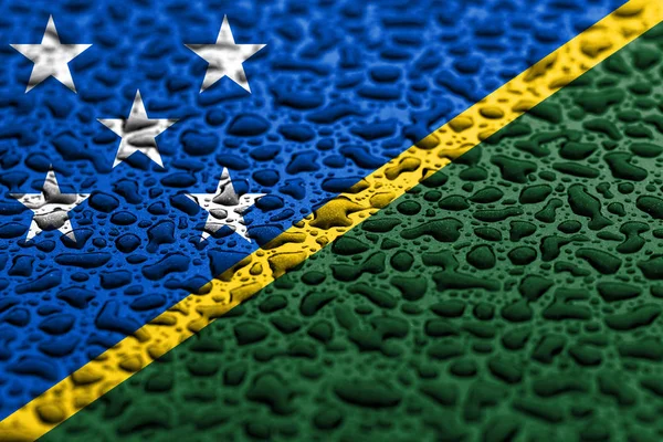 National flag of Solomon Islands made of water drops. Background forecast concept.