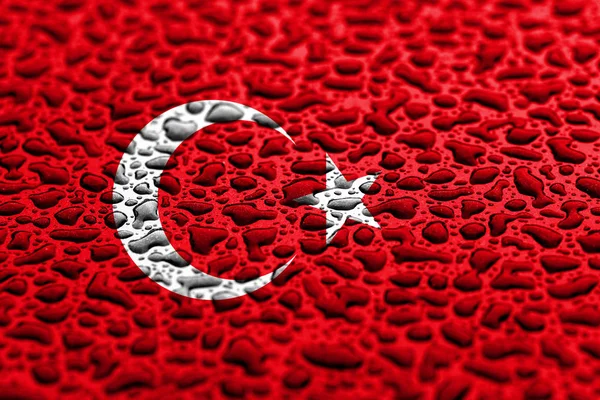 Bendera nasional Turki terbuat dari tetesan air. Konsep ramalan latar belakang . — Stok Foto
