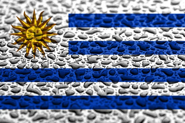 Drapeau national de l'Uruguay fait de gouttes d'eau. Concept de prévision de fond . — Photo