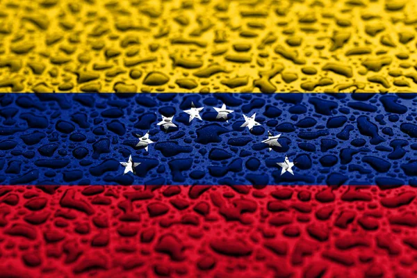 Venezuelská vlajka se skládá z kapek vody. Koncept předpovědi pozadí. — Stock fotografie