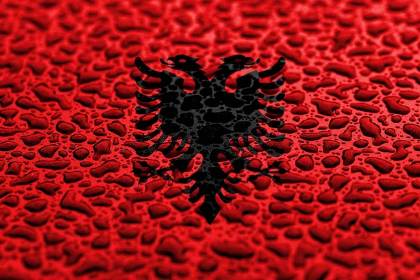 Bandera nacional de Albania hecha de gotas de agua. Concepto de previsión . —  Fotos de Stock