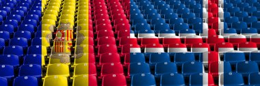 Andorra, Andorran, İzlanda, İzlanda, flip stadyum koltuk kavramı. Avrupa futbol yeterlilik oyunları