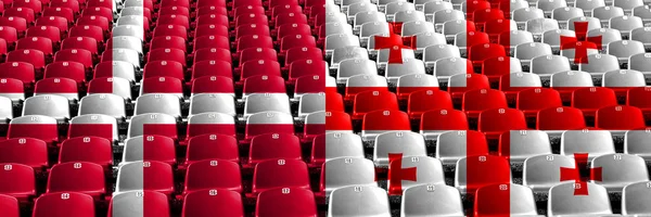 Denmark, Georgia stadium seats concept. European football qualifications games — Stock Photo, Image