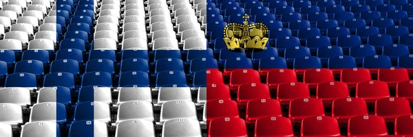 Finnország, finn, Liechtenstein stadionhely koncepció. Európai futballképesítések játékok — Stock Fotó