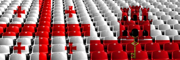 Georgia, Gibraltar stadium seats concept. European football qualifications games