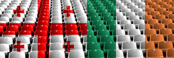 Georgia, República de Irlanda concepto de asientos del estadio. Juegos europeos de fútbol —  Fotos de Stock