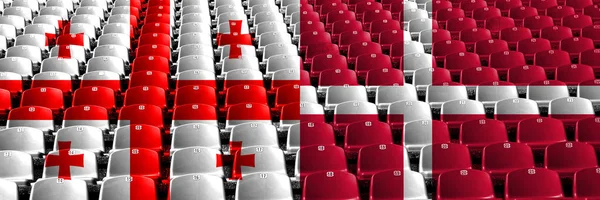 Georgia, Denmark stadium seats concept. European football qualifications games