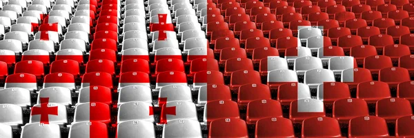 Georgia, Switzerland stadium seats concept. European football qualifications games