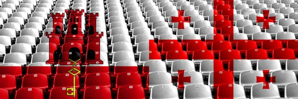 ジブラルタル、ジョージアスタジアムの座席の概念。ヨーロッパサッカー予選の試合 — ストック写真