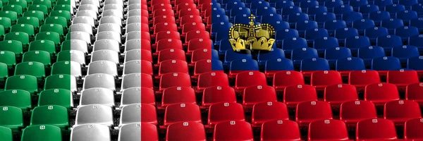 Włochy, włoski, Finlandia, fiński, Liechtenstein siedzenia stadionu koncepcji. Europejskie Igrzyska kwalifikacji piłkarskich — Zdjęcie stockowe
