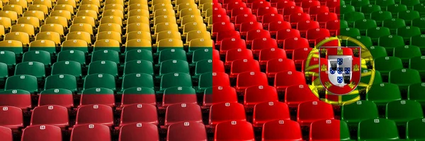 Lituania, Portugal, flip stadium seats concept. Juegos europeos de fútbol —  Fotos de Stock