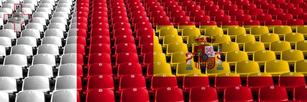 Malta, Malta, İspanya, İspanyol stadyum koltuk kavramı. Avrupa futbol yeterlilik oyunları — Stok fotoğraf