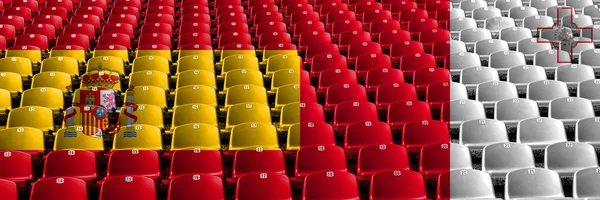 İspanya, İspanyolca, Malta, Malta, flip stadyum koltuk kavramı. Avrupa futbol yeterlilik oyunları — Stok fotoğraf
