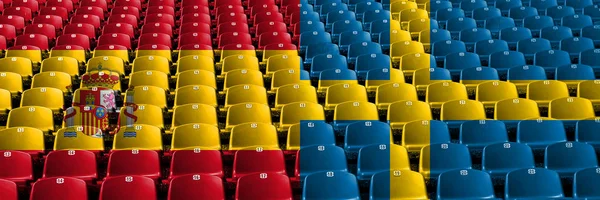 Pojem "Španělsko, španělština, Švédsko", švédský stadion. Evropská fotbalová kvalifikace — Stock fotografie