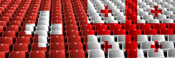 Switzerland, Georgia stadium seats concept. European football qualifications games