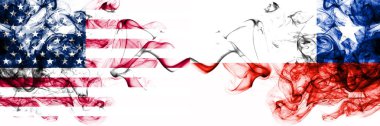Amerika Birleşik Devletleri vs Şili, Şili dumanlı mistik bayraklar yan yana yerleştirilir. Amerika ve Şili, Şili Kalın renkli ipeksi soyut dumanlar afiş