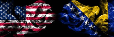 Amerika Birleşik Devletleri, ABD vs Bosna-Hersek, Bosna arka plan soyut kavram barış bayrakları dumanlar.