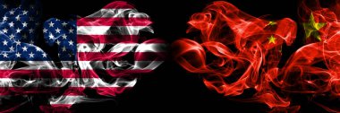 Amerika Birleşik Devletleri, Abd vs Çin, Çin arka plan soyut kavram barış bayrakları dumanları.