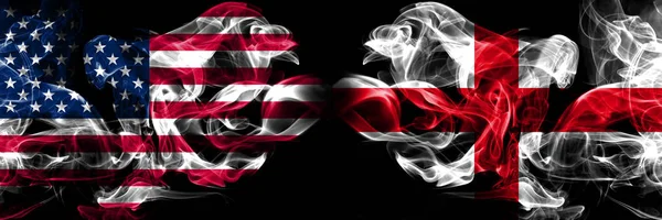 United States of America, USA vs England, English background abstract concept peace smokes flags. — Stock Photo, Image