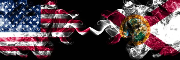 United States of America, USA vs Florida state background abstract concept peace smokes flags. — Stock Photo, Image