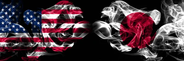 United States of America, USA vs Japan, Japanese background abstract concept peace smokes flags. — Stock Photo, Image