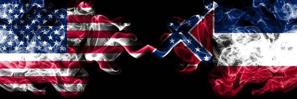 Stati Uniti d'America, USA vs Mississippi state background abstract concept peace smokes flags . — Foto Stock