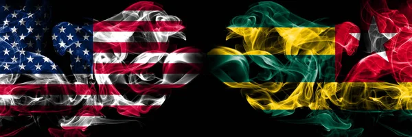 United States of America, USA vs Togo, Togolese background abstract concept peace smokes flags. — Stock Photo, Image