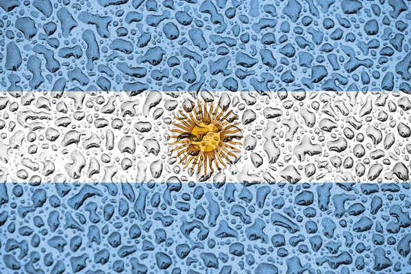 Drapeau national argentin fait de gouttes d'eau. Contexte concept de saison de prévision . — Photo