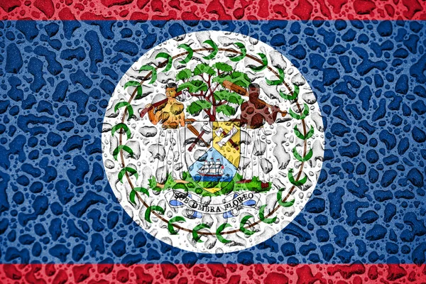 Belize bandiera nazionale fatta di gocce d'acqua. Concetto di stagione previsionale . — Foto Stock