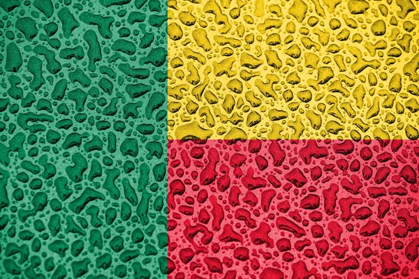 Benin national flag made of water drops. Background forecast season concept. — Stock Photo, Image