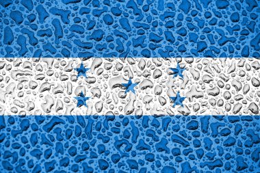 Su damlalarından yapılmış Honduras ulusal bayrağı. Arka plan tahmini sezon konsepti.