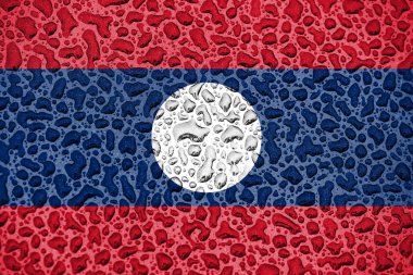 Laos ulusal bayrağı su damlalarından yapılmış. Arka plan tahmini sezon konsepti.