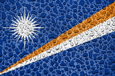 Marshall Adaları ulusal bayrak su damlaları yapılmış. Arka plan tahmini sezon konsepti.