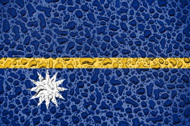 Nauru ulusal bayrağı su damlalarından yapılmış. Arka plan tahmini sezon konsepti.