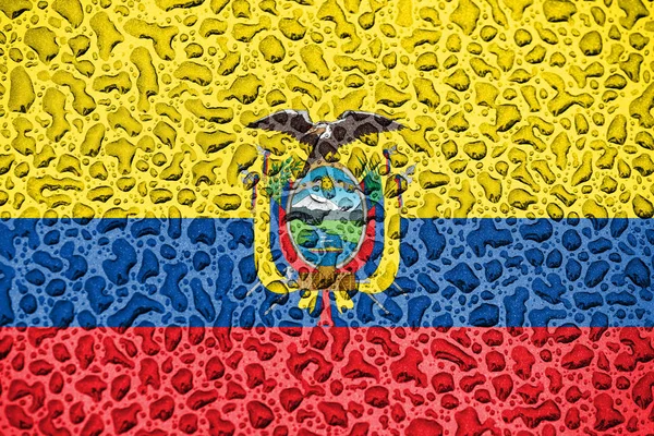 Ecuador nationale vlag gemaakt van water druppels. Concept van achtergrond prognose seizoen. — Stockfoto