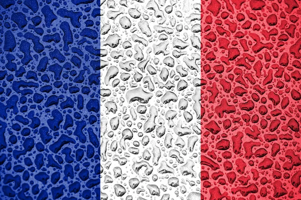 Γαλλία εθνική σημαία κατασκευασμένο από σταγόνες νερού. Έννοια της περιόδου πρόβλεψης ιστορικού. — Φωτογραφία Αρχείου