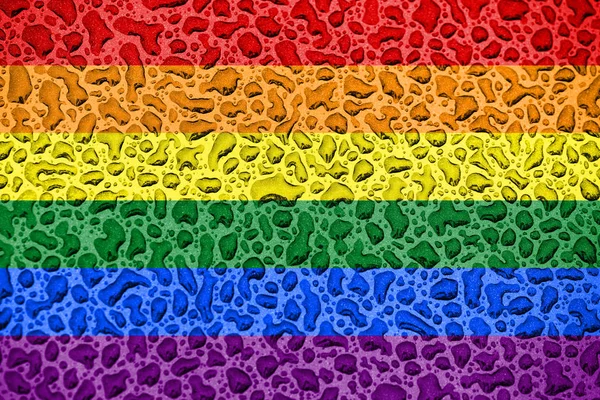 Bandeira nacional gay feita de gotas de água. Conceito da estação de previsão de fundo . — Fotografia de Stock