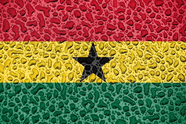Bandera nacional de Ghana hecha de gotas de agua. Concepto de temporada de previsión . — Foto de Stock