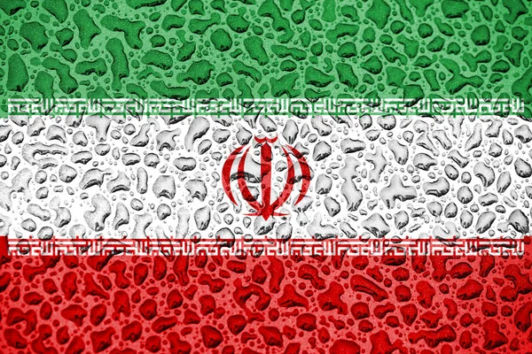 Iran national flag made of water drops. Background forecast season concept.