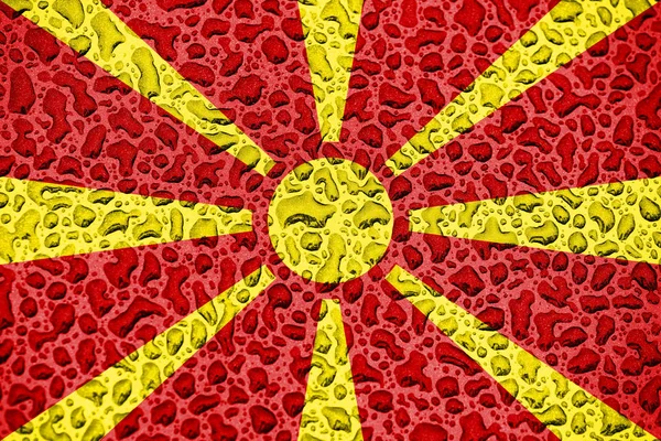 Macedonia bandera nacional hecha de gotas de agua. Concepto de temporada de previsión . — Foto de Stock