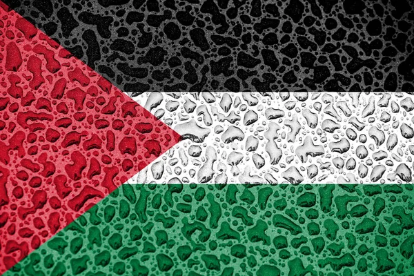 Національний прапор Палестини з крапель води. Концепція сезону фонового прогнозу. — стокове фото