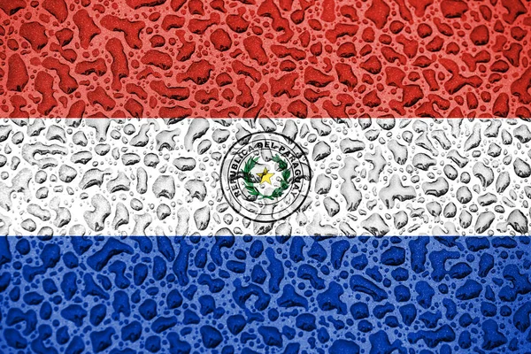Bandiera nazionale del Paraguay fatta di gocce d'acqua. Concetto di stagione previsionale . — Foto Stock