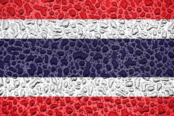 Bandera nacional de Tailandia hecha de gotas de agua. Concepto de temporada de previsión . —  Fotos de Stock